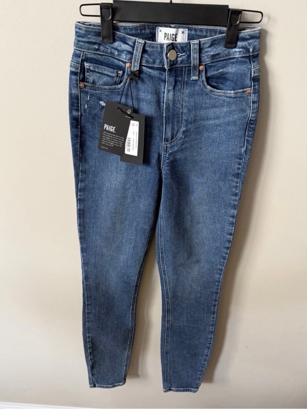 NWT PAIGE Margot Ankle Super High Rise Skinny Jeans Size 23 Medium Wash